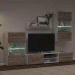 vidaXL 5-dielne TV skrinky s LED osvetlením, dub sonoma, intenzívne drevo – Obrázok 4