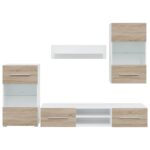 vidaXL 5-dielne TV skrinky s LED osvetlením, dub sonoma, intenzívne drevo – Obrázok 5