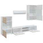 vidaXL 5-dielne TV skrinky s LED osvetlením, dub sonoma, intenzívne drevo – Obrázok 6