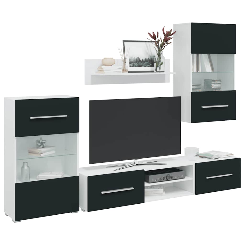 3324235_1.jpg vidaXL 5-dielne TV skrinky s LED osvetlením, matné indigo, imitácia dreva – Obrázok 1