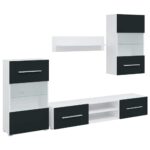 vidaXL 5-dielne TV skrinky s LED osvetlením, matné indigo, imitácia dreva – Obrázok 2