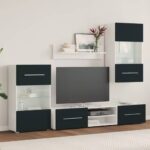 vidaXL 5-dielne TV skrinky s LED osvetlením, matné indigo, imitácia dreva – Obrázok 3