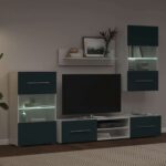 vidaXL 5-dielne TV skrinky s LED osvetlením, matné indigo, imitácia dreva – Obrázok 4