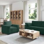 vidaXL 3-dielna súprava pohovky s vankúšmi, tmavozelený zamat – Obrázok 3