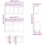 vidaXL 4-dielna súprava kuchynských skriniek Lyon z dubového dreva Artisan, intenzívne drevo – Obrázok 7