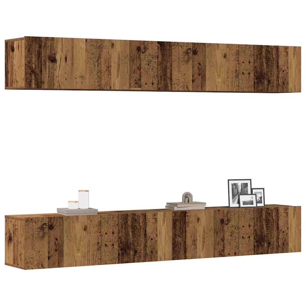 3328945_1.jpg vidaXL 4-dielna nástenná TV skrinka, staré drevo 100x30x30 cm – Obrázok 1