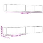 vidaXL 4-dielna nástenná TV skrinka, staré drevo 100x30x30 cm – Obrázok 7