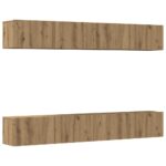 vidaXL 4-dielna nástenná TV skrinka, dubový drevený remeselník, 100x30x30 cm – Obrázok 2