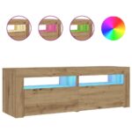 vidaXL Nočné stolíky 2 ks s LED diódami, dubový remeselník, 60x35x40 cm – Obrázok 2
