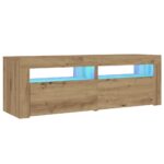 vidaXL Nočné stolíky 2 ks s LED diódami, dubový remeselník, 60x35x40 cm – Obrázok 3