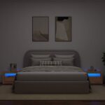 vidaXL Nočné stolíky 2 ks s LED diódami, dubový remeselník, 60x35x40 cm – Obrázok 5