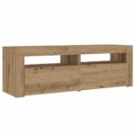 vidaXL Nočné stolíky 2 ks s LED diódami, dubový remeselník, 60x35x40 cm – Obrázok 7