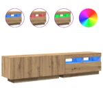 vidaXL TV skrinka s LED svetlami, dubový drevený remeselník, 180x35x40 cm, imitácia dreva – Obrázok 2