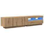 vidaXL TV skrinka s LED svetlami, dubový drevený remeselník, 180x35x40 cm, imitácia dreva – Obrázok 3