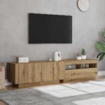 vidaXL TV skrinka s LED svetlami, dubový drevený remeselník, 180x35x40 cm, imitácia dreva – Obrázok 4