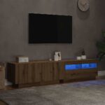 vidaXL TV skrinka s LED svetlami, dubový drevený remeselník, 180x35x40 cm, imitácia dreva – Obrázok 5