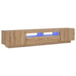 vidaXL TV skrinka s LED svetlami, dubový drevený remeselník, 200x35x40 cm, imitácia dreva – Obrázok 2
