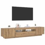 vidaXL TV skrinka s LED svetlami, dubový drevený remeselník, 200x35x40 cm, imitácia dreva – Obrázok 5