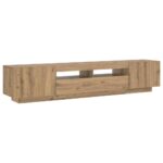 vidaXL TV skrinka s LED svetlami, dubový drevený remeselník, 200x35x40 cm, imitácia dreva – Obrázok 7