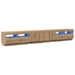 vidaXL TV skrinka s LED svetlami, dubový drevený remeselník, 260x35x40 cm, imitácia dreva – Obrázok 3