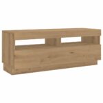 vidaXL TV skrinka s LED svetlami, dubový drevený remeselník, 300x35x40 cm, umelé drevo – Obrázok 6
