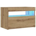 vidaXL Nočný stolík s LED svetlami, dubový remeselník, 60x35x40 cm, umelé drevo – Obrázok 6