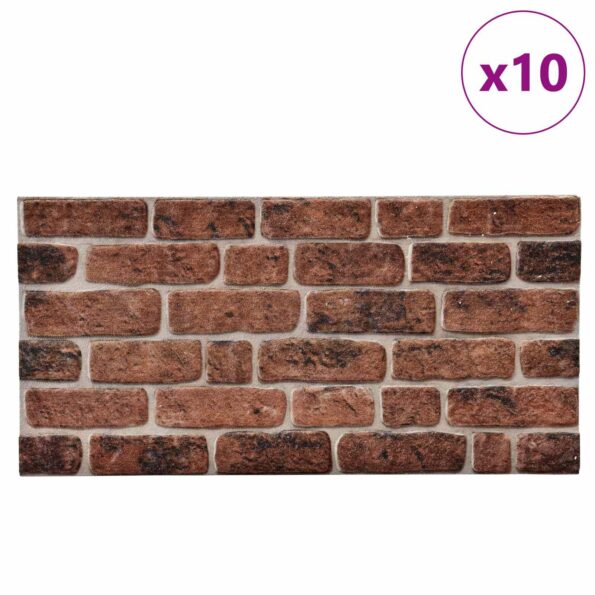 vidaXL Nástenné panely 10 pcs Hnedá tehlová 100 x 50 cm EPS pena – Obrázok 2