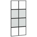 vidaXL Posuvné dvere so sadou kovania 102,5x205 cm tvrdené sklo a hliník – Obrázok 4