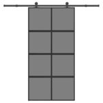 vidaXL Posuvné dvere so sadou kovania 102,5x205 cm tvrdené sklo a hliník