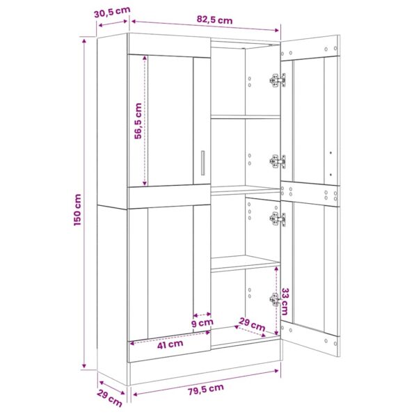 vidaXL Knižnica Artisan Dub 82,5x30,5x150 cm Inžinierske drevo – Obrázok 11