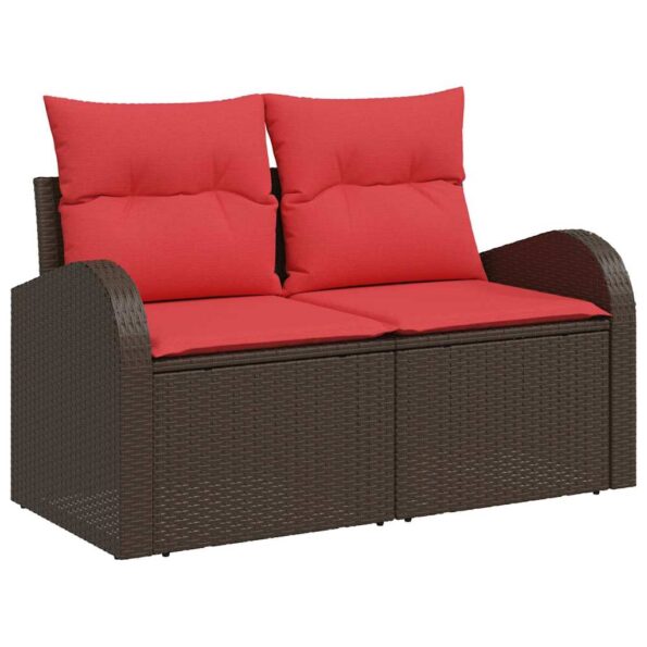 vidaXL Sada pohoviek 9 pcs Hnedá a červená Polyester – Obrázok 4
