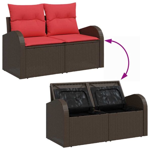 vidaXL Sada pohoviek s vankúšom 9 pcs Beige a Červená polyratan – Obrázok 9