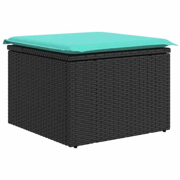 vidaXL Sada pohoviek s vankúšom 4 pcs Čierna a tyrkysová polyratan – Obrázok 5