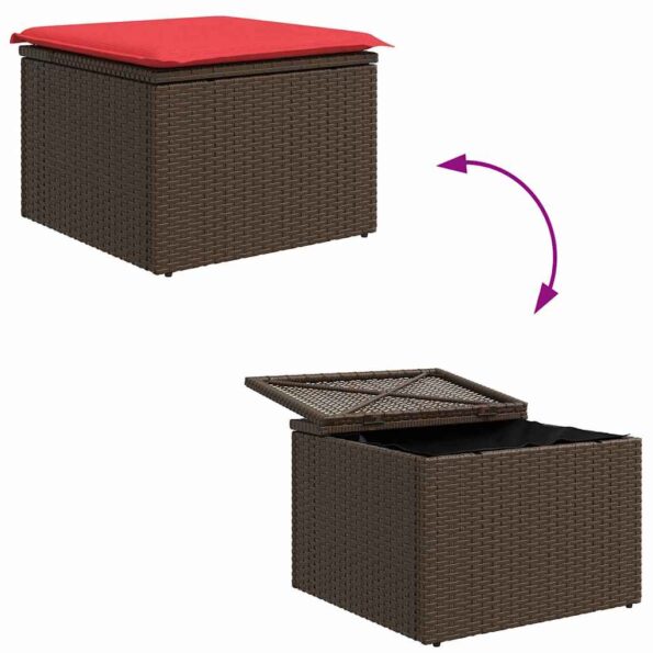 vidaXL Sada pohoviek s vankúšom 6 pcs Hnedá a červená polyratan – Obrázok 11