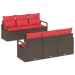 vidaXL Súprava záhradných pohoviek 7 pcs Beige a Červená polyratan – Obrázok 2