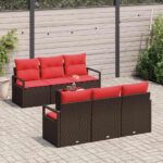 vidaXL Súprava záhradných pohoviek 7 pcs Beige a Červená polyratan – Obrázok 3