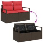 vidaXL Súprava záhradných pohoviek 7 pcs Beige a Červená polyratan – Obrázok 9