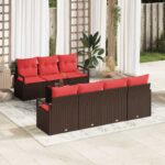 vidaXL Súprava záhradných pohoviek 8 pcs Beige a Červená polyratan