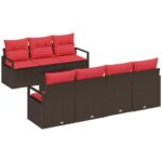 vidaXL Súprava záhradných pohoviek 8 pcs Beige a Červená polyratan – Obrázok 2