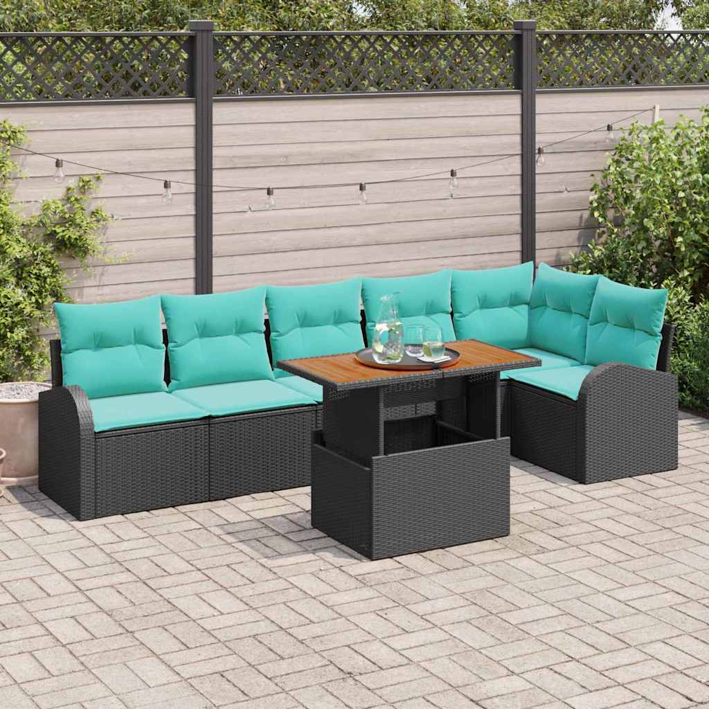 3358335_1.jpg vidaXL Súprava záhradných pohoviek s úložiskom 7 pcs Čierna Poly ratan – Obrázok 1