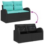 vidaXL Súprava záhradných pohoviek s úložiskom 7 pcs Čierna Poly ratan – Obrázok 11