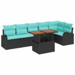 vidaXL Súprava záhradných pohoviek s úložiskom 7 pcs Čierna Poly ratan – Obrázok 2