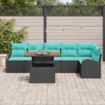 vidaXL Súprava záhradných pohoviek s úložiskom 7 pcs Čierna Poly ratan – Obrázok 3