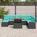 vidaXL Súprava záhradných pohoviek s úložiskom 9 pcs Čierna Poly ratan – Obrázok 3