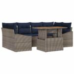 vidaXL Súprava záhradných pohoviek s úložiskom 7 pcs Sivá Poly ratan – Obrázok 2