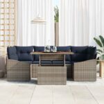 vidaXL Súprava záhradných pohoviek s úložiskom 7 pcs Sivá Poly ratan – Obrázok 3