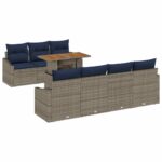 vidaXL Súprava záhradných pohoviek s úložiskom 8 pcs Sivá Poly ratan – Obrázok 2