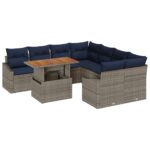 vidaXL Súprava záhradných pohoviek s úložiskom 9 pcs Sivá Poly ratan – Obrázok 2