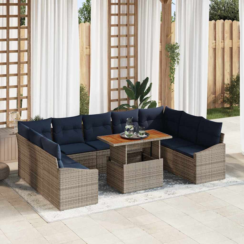 3358621_1.jpg vidaXL Súprava záhradných pohoviek s úložiskom 10 pcs Sivá Poly ratan – Obrázok 1