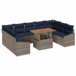 vidaXL Súprava záhradných pohoviek s úložiskom 10 pcs Sivá Poly ratan – Obrázok 2